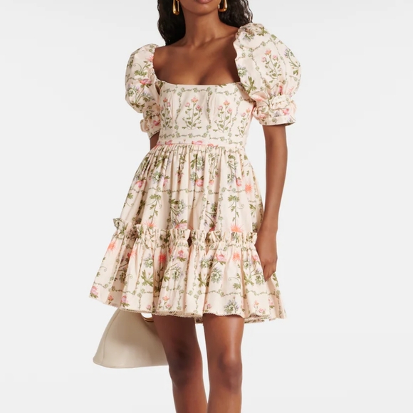 Agua by Agua Bendita Alaria puff-sleeve cotton mini dress